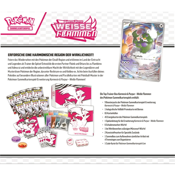 Pokémon Top-Trainer-Box Karmesin & Purpur – Weiße Flammen